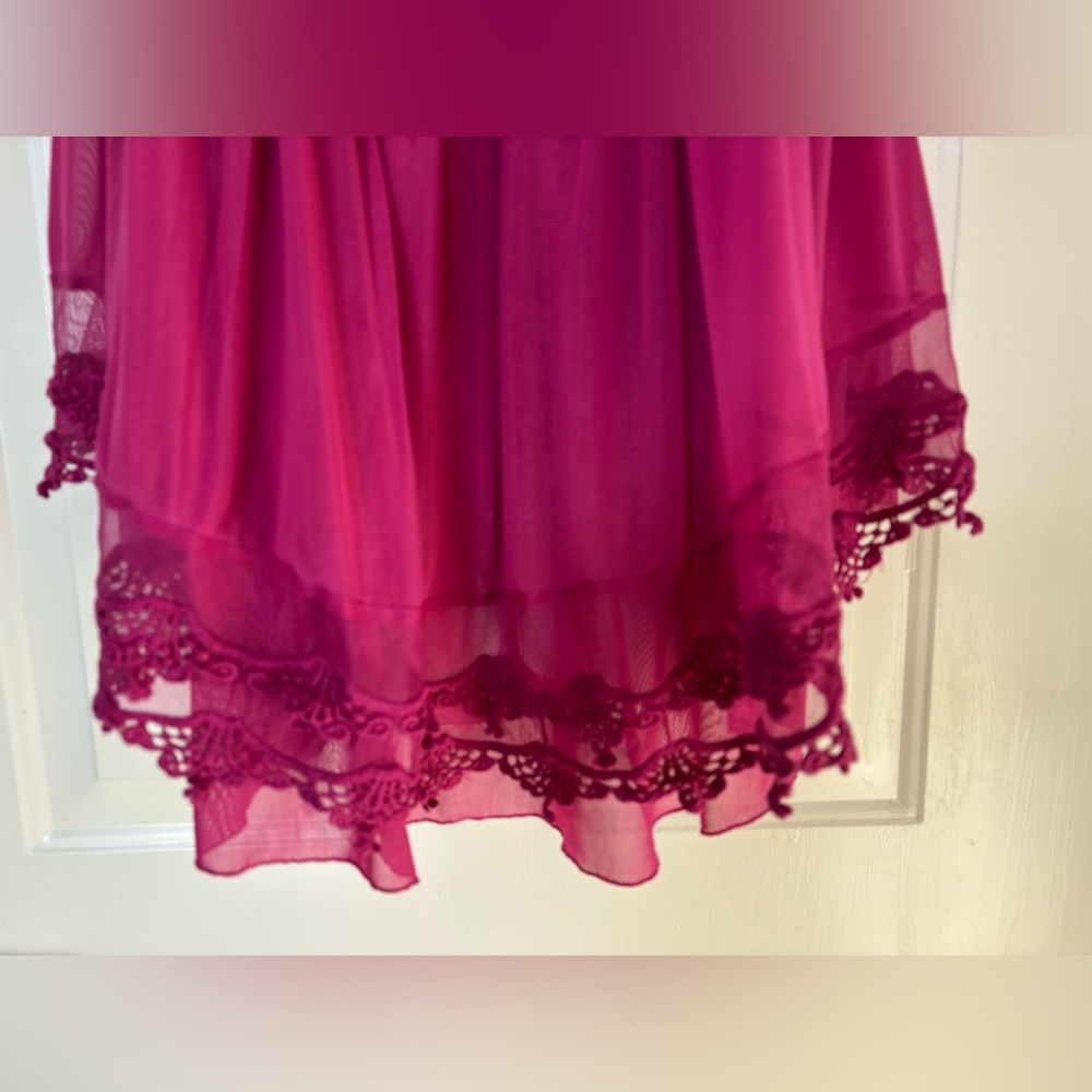 Indigo Thread Company Sheer Lace Pink Top 2X - Picture 4 of 6